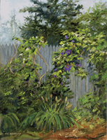 oil painting of Monhegan garden